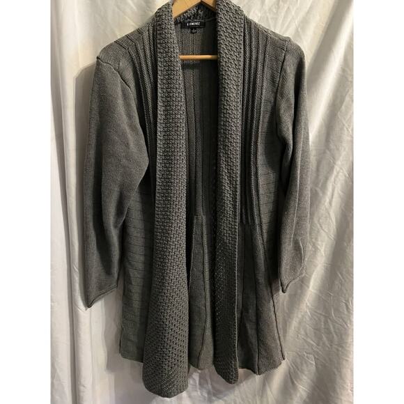 BOLD ELEMENTS Large Open Front Cardigan Side Slits Light Weight Heathered Gray - Picture 1 of 10